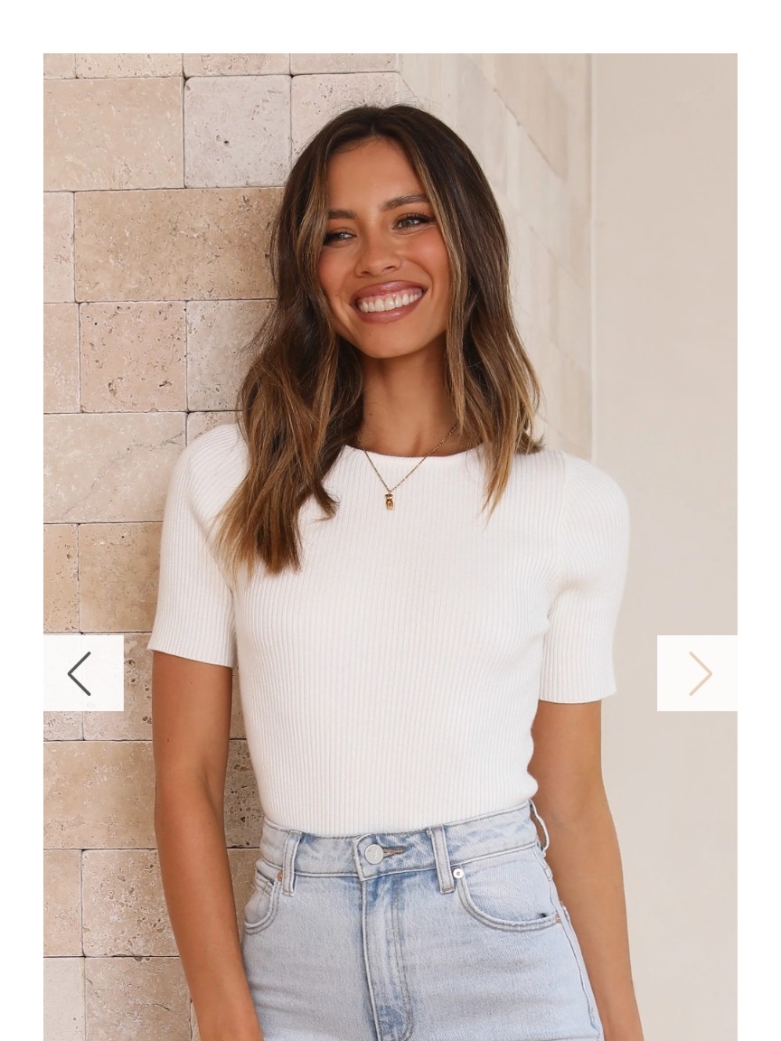 Ribbed Short Sleeve Tee In White